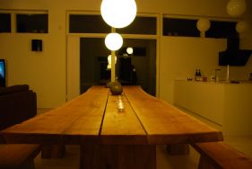 Dining table of oak planks
